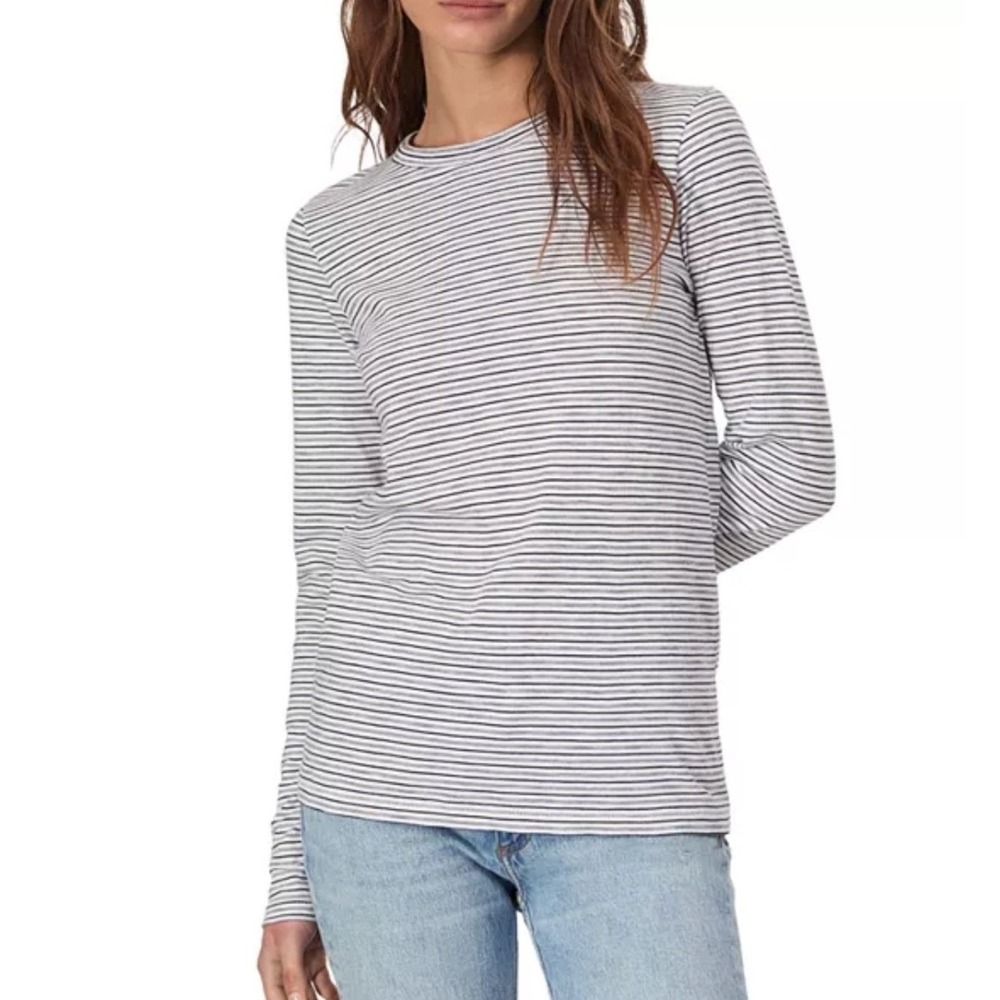 Rag & Bone Slub Stripe Long Sleeve Tee White Black Cotton Striped T-Shirt M NEW